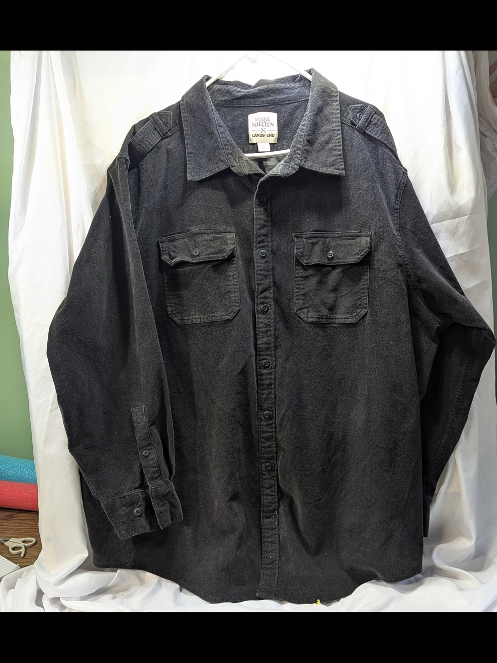 Blake Shelton Lands End Black Button-Up Corduroy Shirt Jacket Size 3Xl 54-56